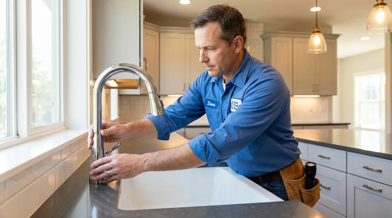 Kitchen faucet installation by Johns Plumbing LLC in Waterbury